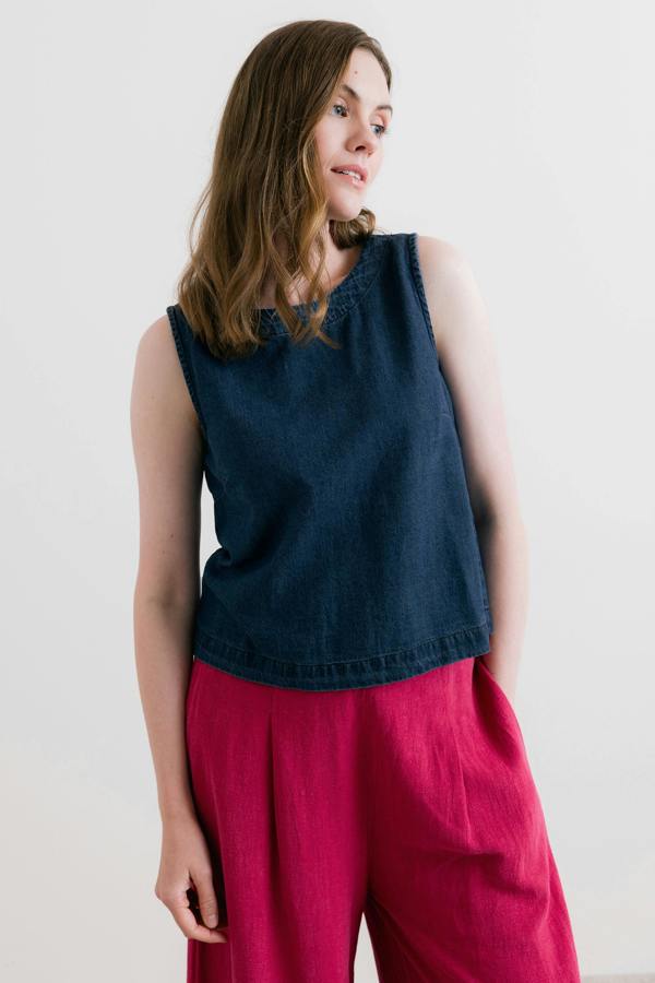 Lily & Me Cora Denim Button Back Vest
