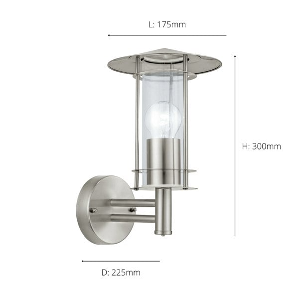 EGLO Lisio Stainless-Steel/Clear Exterior Wall Light