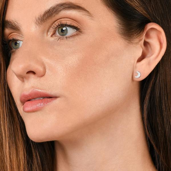namana 925 Sterling Silver Half Moon Stud Earrings for Women