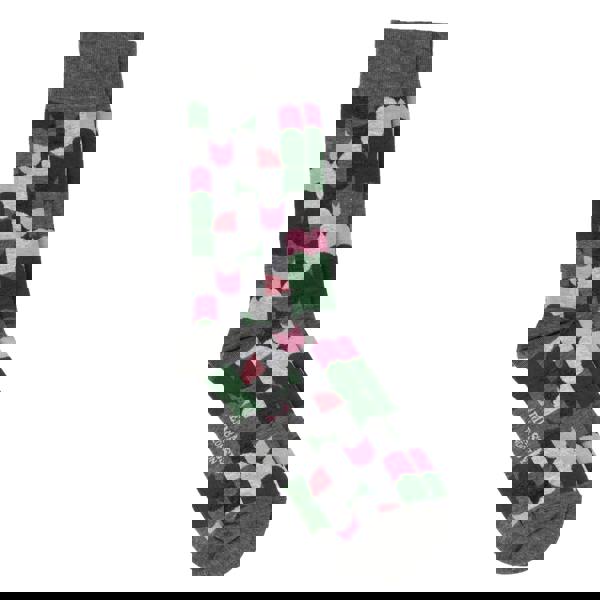 Embassy London Wiggle - Grey & Pink Signature - - Men's cotton crew socks size UK 6 to 12