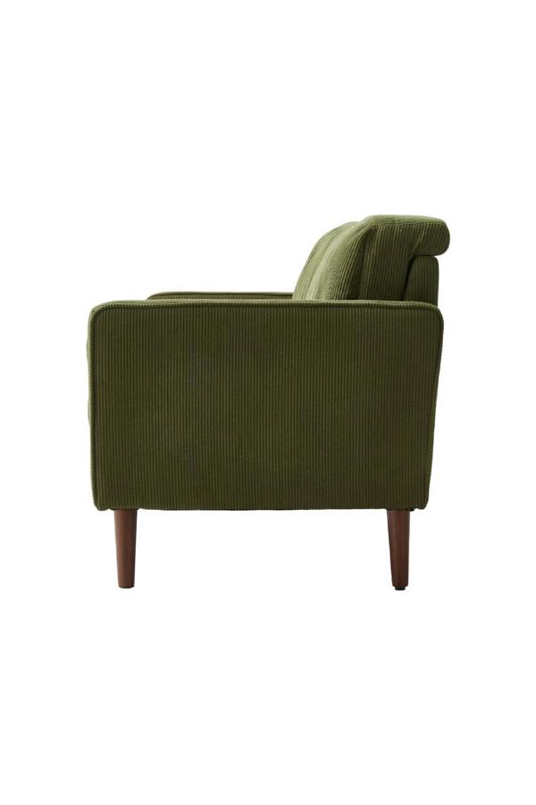 Living and Home Dark Green Corduroy Upholstered Two-seater Sofa Armchair