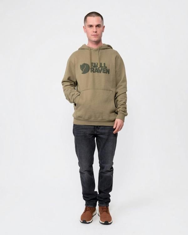 Fjällräven Fjallraven Logo Mens Hoodie - Light Olive 622
