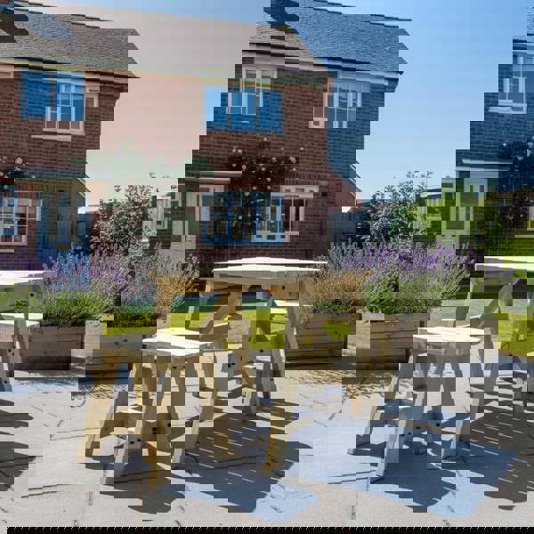 Arbor Garden Solutions Victoria Rounded Space Saving Picnic Table and Benches Set