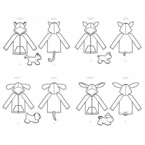 Simplicity Sewing Pattern 9391, Jackets, Hoodies, Toys for Kids, A (1/2-1-2-3-4) - Easy