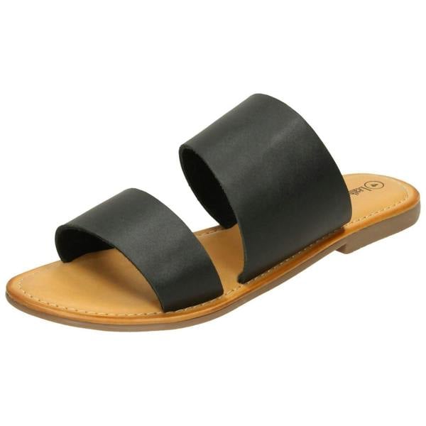 Leather Collection Ladies Leather Collection Double Strap Mules F00234