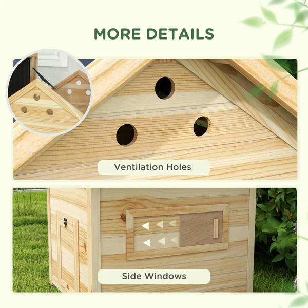 Duck house roof underside with ventilation holes and side window detail