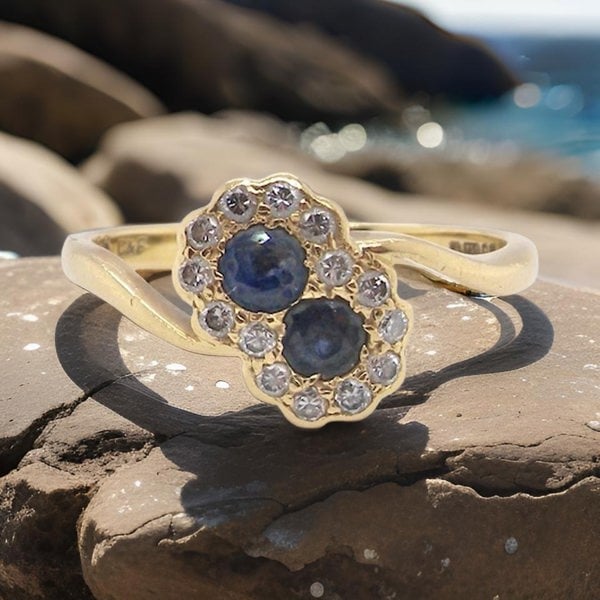 Vintage Tom A vintage Sapphire and Diamond cluster ring