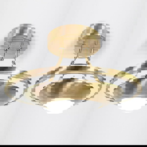 Modernistic Semi Flush Eco Friendly LED Ceiling Light Fitting in Antique Brass Image 3