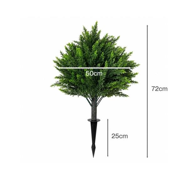 Lambu Artificial Cedar Topiary Balls Set of 2 Ground Spike Patio Garden Green