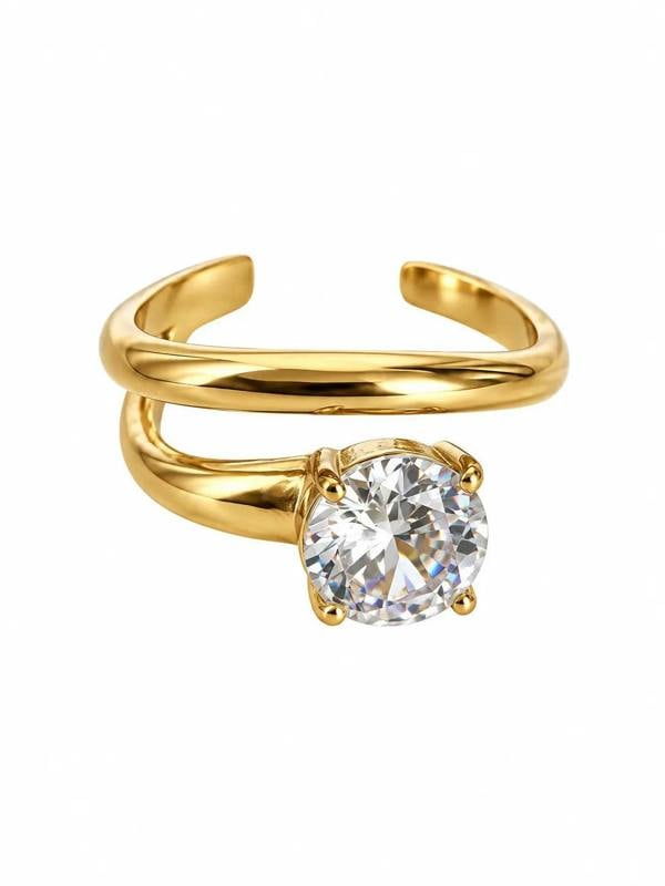 Luxe Tones Lucienne Luxe Gold Plated Crystal Statement Ring