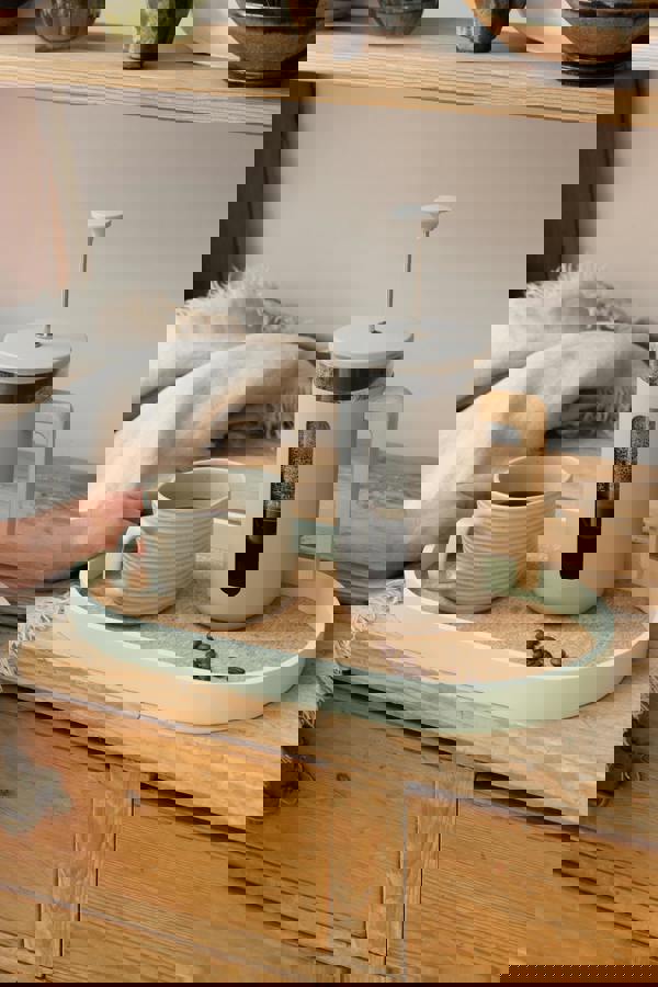 KitchenCraft Idilica Oval Serving Tray with Cork Veneer Base, 38 x 20cm