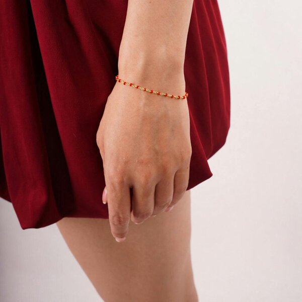 Spero London Sterling Silver Red Beaded Station Bracelet