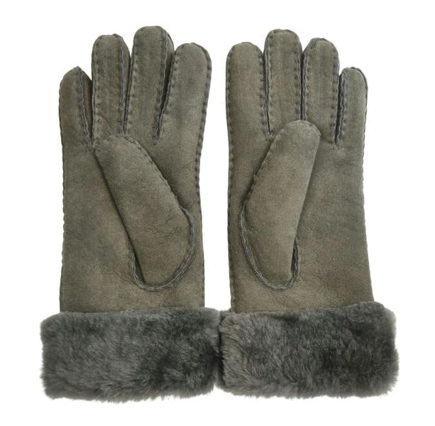 Infinity Leather Womens Genuine Sheepskin Suede Gloves with Fur Cuff