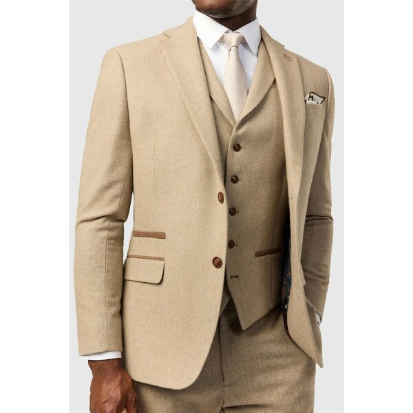 Antique Rogue Slim Fit Baxter Camel Herringbone Tweed Jacket