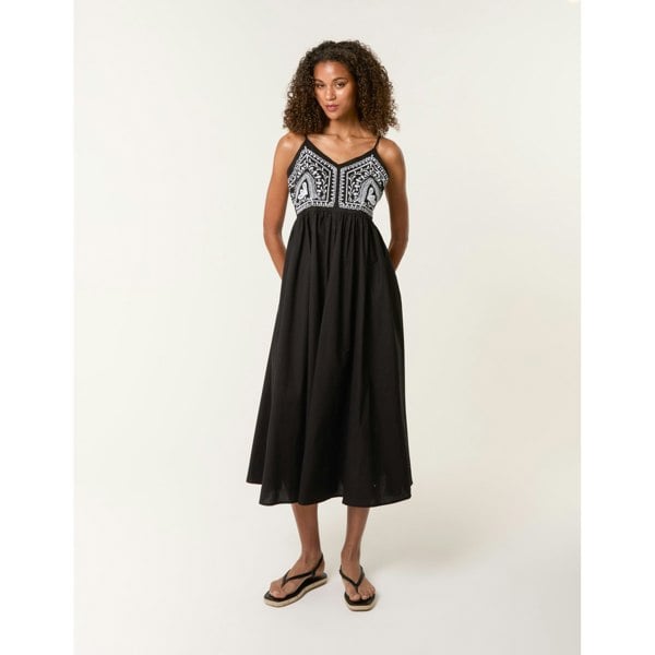 Blue Vanilla Embroidered Yoke Strappy Dress