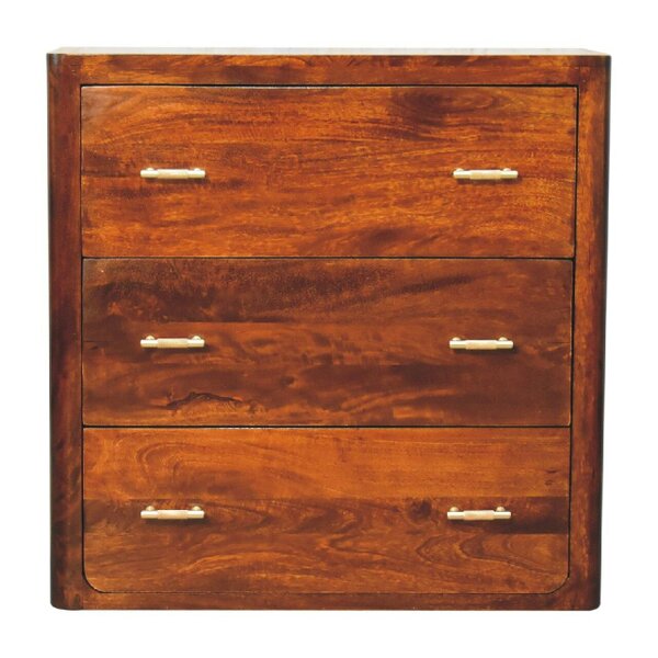 Wyld Haus Hana Mango Wood Chest of 3 Drawers T Bar Handles
