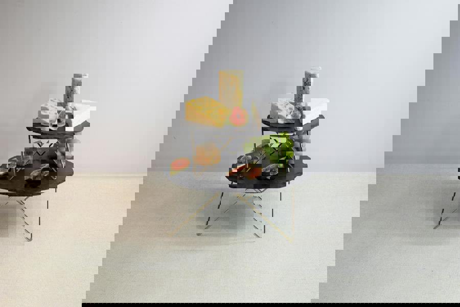 Artesà Tiered Serving Stand, 2 Slate Platters with Raised Metal Legs