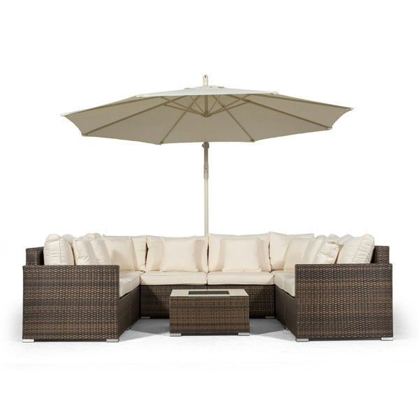 Giardino Havana 8 Seat Rattan Sofa Conversation Set with Ice Bucket Coffee Table