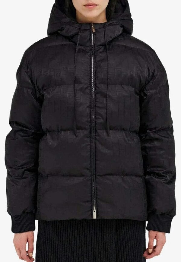 Fendi Monogram Jacquard Padded Jacket Black