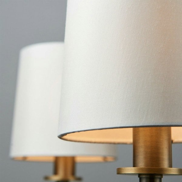 Multi Light Ceiling Pendant 3 Bulb ANTIQUE BRASS & WHITE Chandelier Lamp Shade Loops