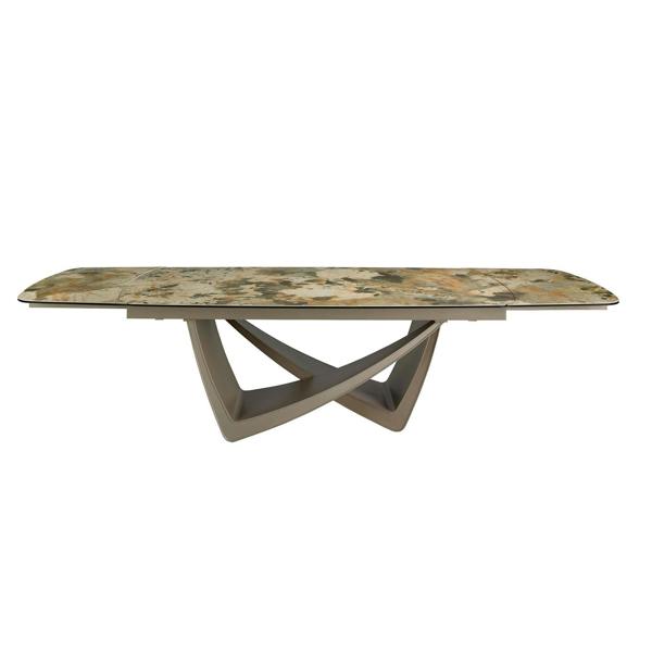 Angel Cerdá Oval extending dining table oval barrel porcelain marble and taupe metallic steel 1152