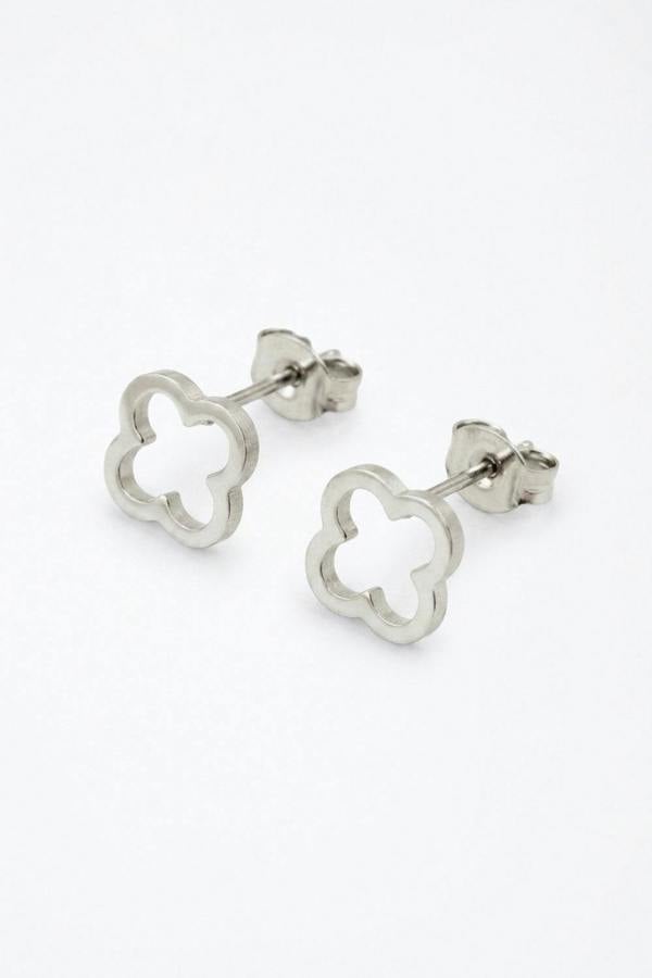 Serla 18k White Gold Plated Clover Earrings