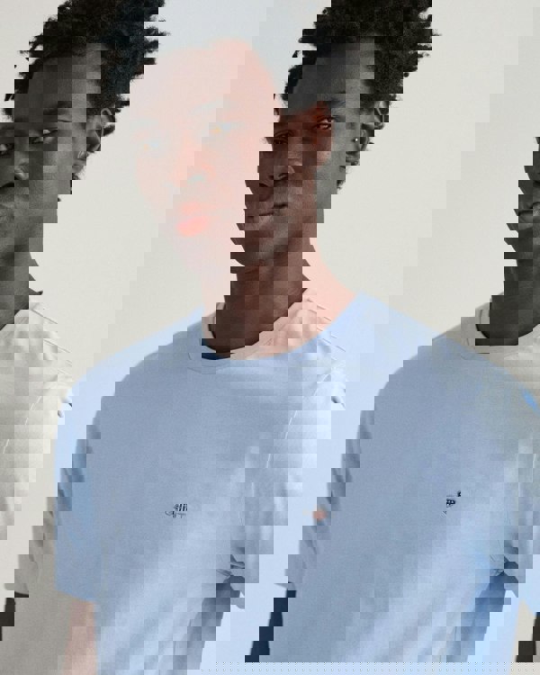 GANT Mens Regular Fit Short Sleeve Shield Logo T-Shirt NOS - 468 Capri Blue