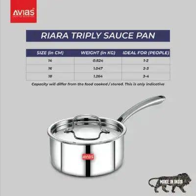 AVIAS TRIPLY SAUCEPAN WITH SS LID 16CM (1.5L)