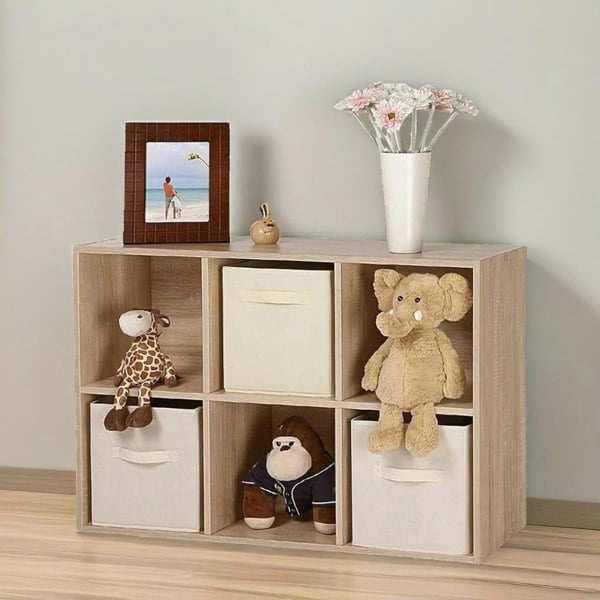 Rafaelo Mobilia 6 Cube Storage Unit Bookcase Oak