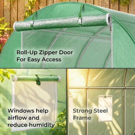 Neo Green Garden Polytunnel Walk-In Greenhouse 3m x 2m x 2m