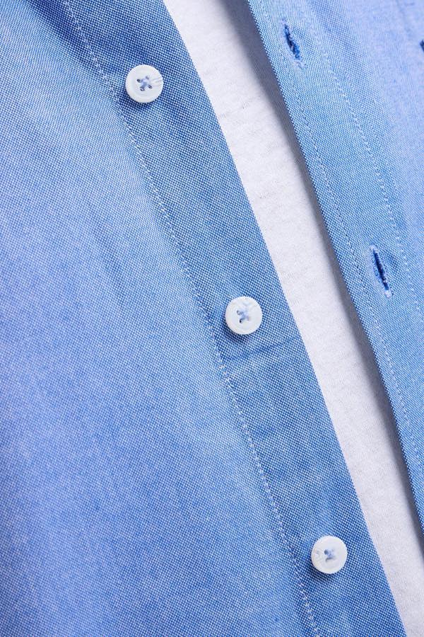 Mid Blue Button-Down Collar Washed Oxford Shirt