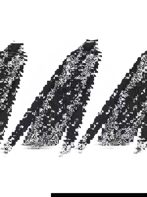 Notorious Plug Amiri Kids Bleach Bandana Trucker Jacket – Black