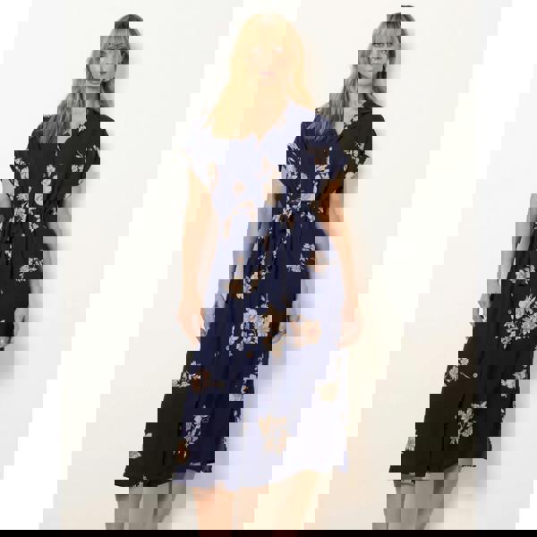 Blue Vanilla Drawstring Midi Shirt Dress