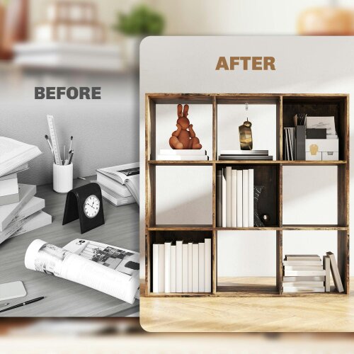 Wyld Haus Toleel Wooden Rustic Brown 9 Cube Storage Bookcase