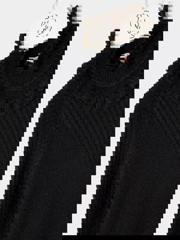 GWD Girls Faye Knitted Top Ruffle Neck  Rib Jumper Available in Black and Cream