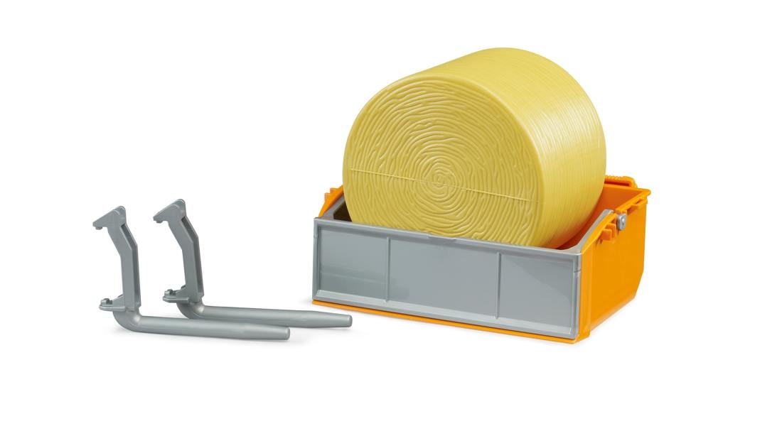 Bruder Accessory Tractor loading box with forks 1 round bale Bale Handling Accessory Set