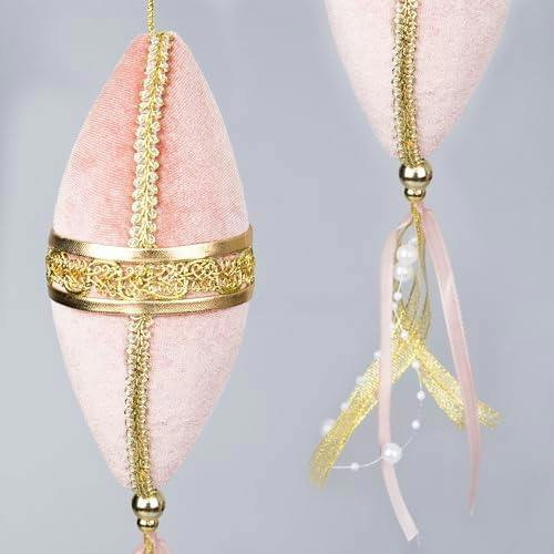 7x30cm Light Pink Oval Drop Christmas Bauble Hanging Decorations, Pack of 3 image 5