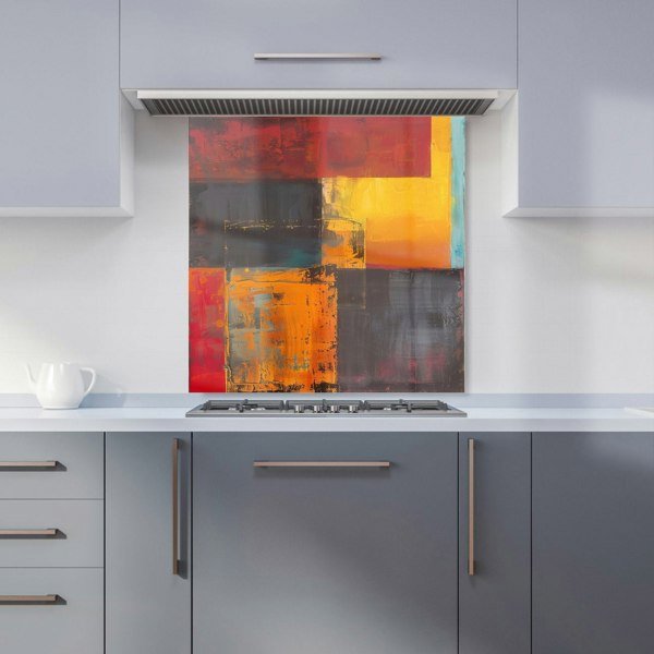 Warren Reed - Designer Golden Blocks Of Abstract Kitchen Splashback