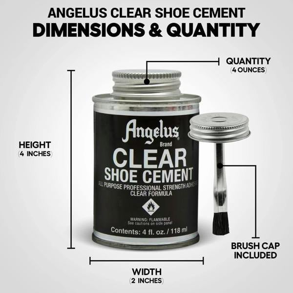 Angelus Clear Shoe Cement - Professional Strength for Shoe Repairs 4oz