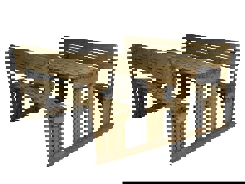 Alders Rounded Picnic Table and Benches Set with Backrest – Rustic Finish Wooden Outdoor Dining Set for Gardens and Patios