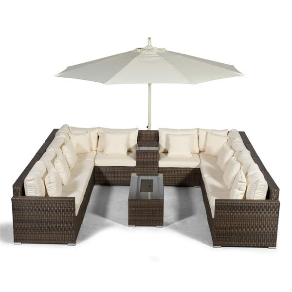 Giardino Havana 10 Seat Rattan Sofa Set with Armrest and Ice Bucket Coffee Table