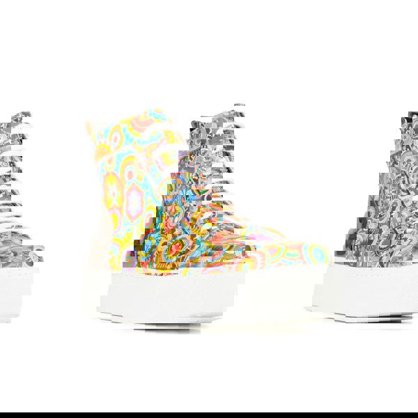 Embassy London Camila High - Signature Print - Women's platform sole leather high-top metallic detail trainer