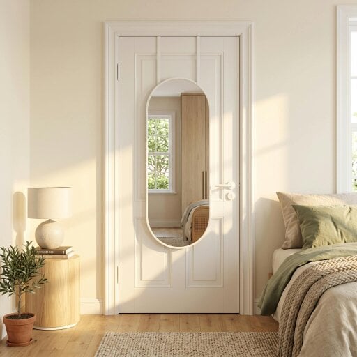 Downton Interiors White Oval Over Door Metal Mirror 120cm