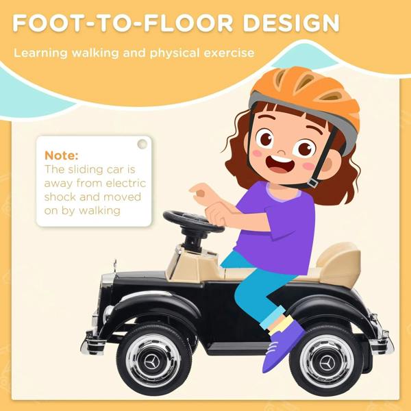 Foot-to-floor Mercedes-Benz 300S ride-on car for walking and physical play