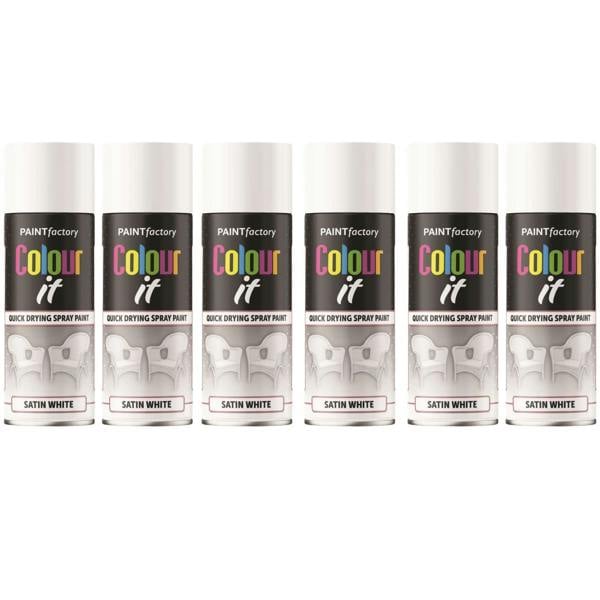Paint Factory 6X  White Satin Spray Paint 400ml