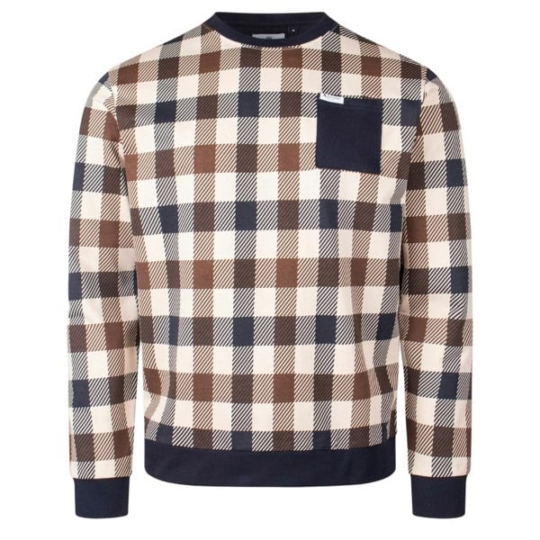 Aquascutum Active Macro Iconic Pocket Crewneck Navy Blue Sweatshirt