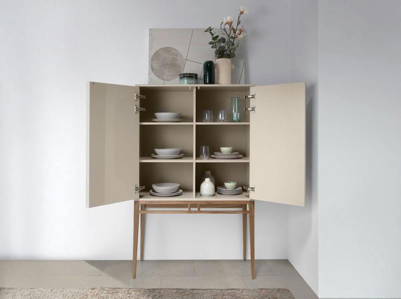 Angel Cerdá Beige and Walnut High Sideboard 3073