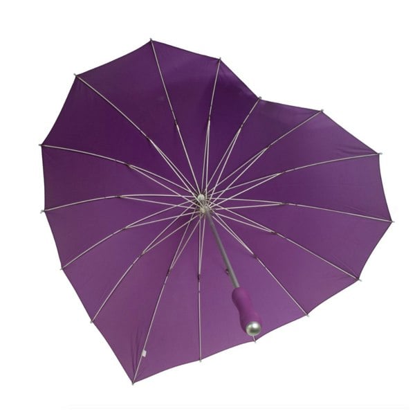 Purple Heart Shaped Ladies Umbrella Under Canopy