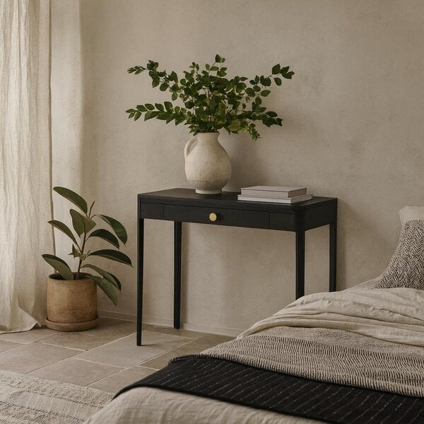 Wyld Haus Trieste Black Oak and Brass Console Table