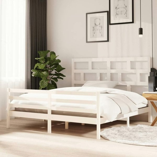 Berkfield Bed Frame White Solid Wood 180x200 cm Super King Size